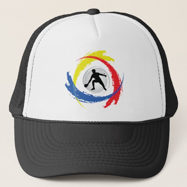 Ping Pong Tricolor Emblem Trucker Hat (Front)