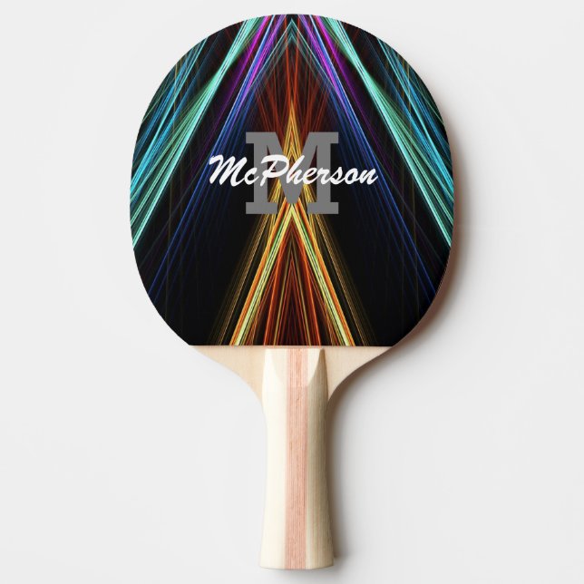 Ping Pong Vibrant Colors with monogram and name Paddle (Front)
