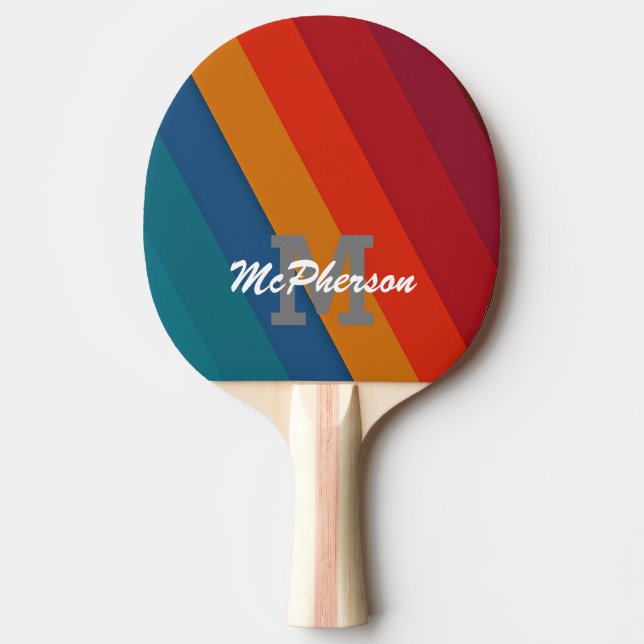 Ping Pong Vivid Stripes with monogram and name Ping Pong Paddle (Front)