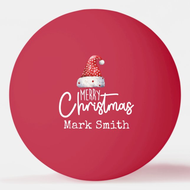 Ping Pong with Santa hat  Merry Christmas  Ball (Front)