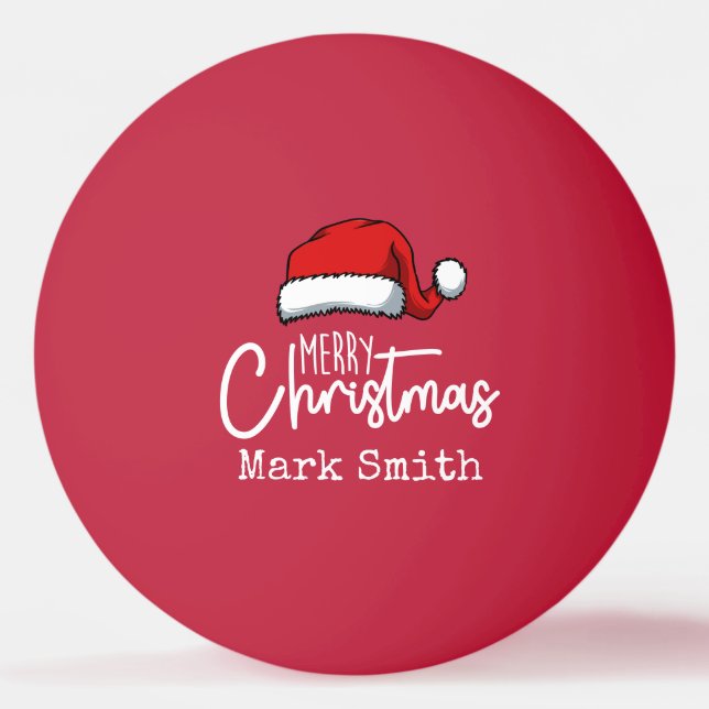 Ping Pong with Santa hat  Merry Christmas  Ball (Front)