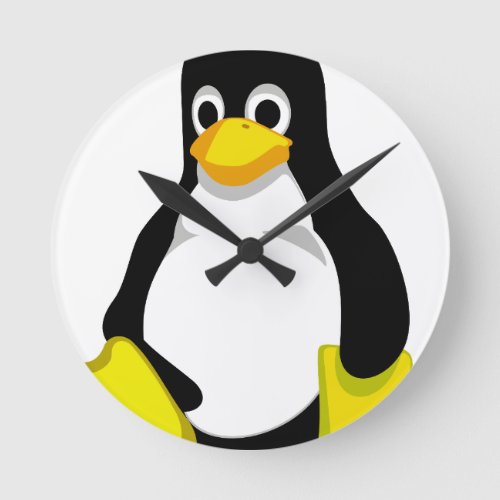 Pingouin Linux Tux Round Clock