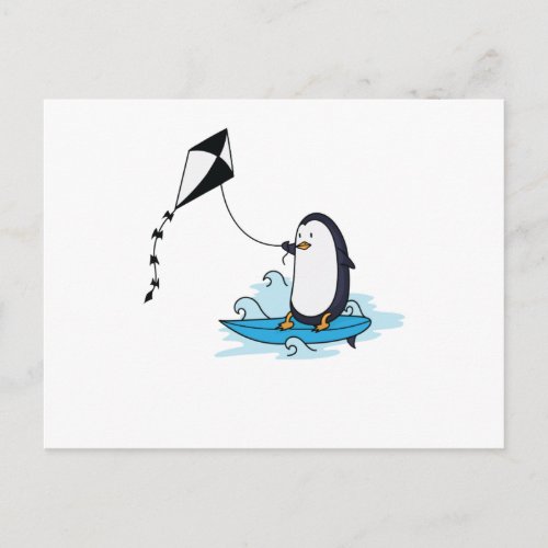 Pinguin beim Kite Surfing Postcard