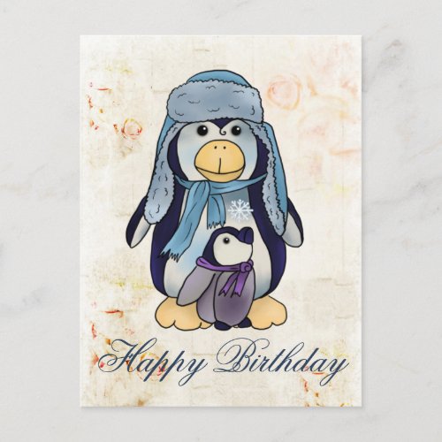 Pinguin mit Kind Postcard