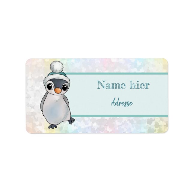 Pinguin mit Mütze Label (Front)