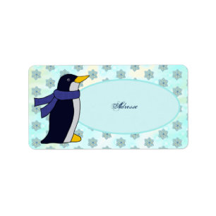 Pinguin mit Schal Adressaufkleber Label
