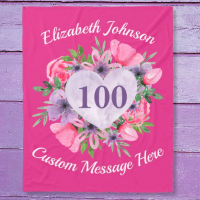Pink 100th Birthday Blanket for Women (Creator Uploaded)