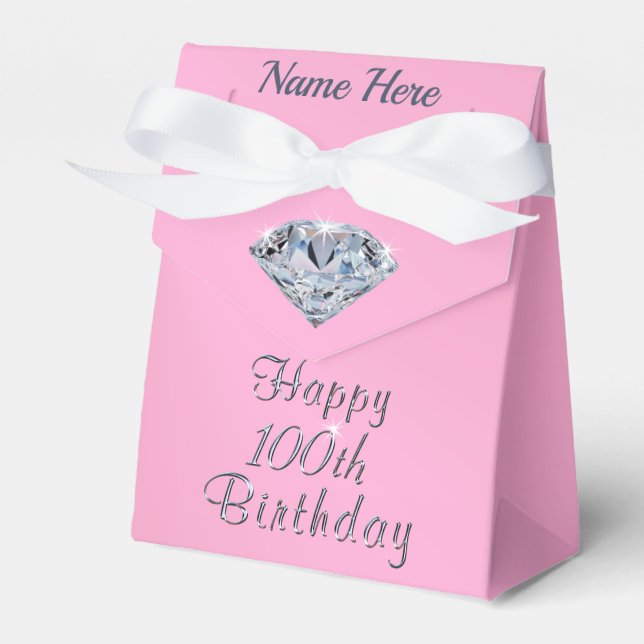 Pink, 100th Birthday Party Ideas, Favor Boxes, Boxes (Front Side)