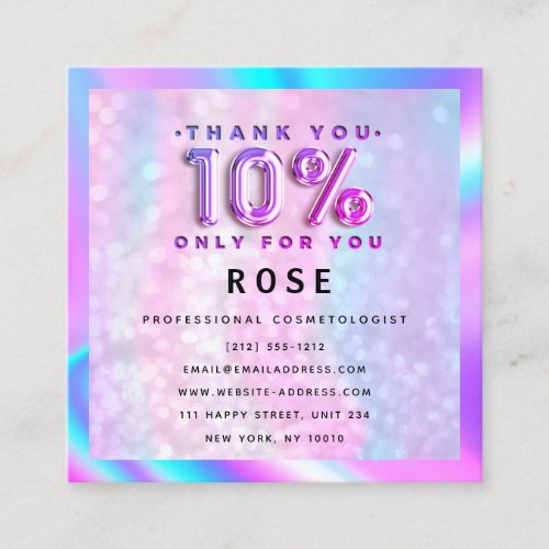 Pink 10 Off Discount Logo Holograph Appointment