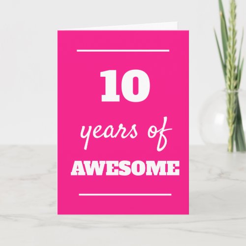 Pink 10th Birthday Card