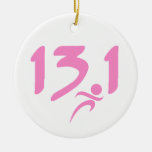 Pink 13.1 half-marathon ceramic ornament