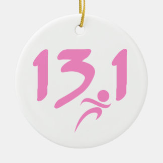 Pink 13.1 half-marathon ceramic ornament