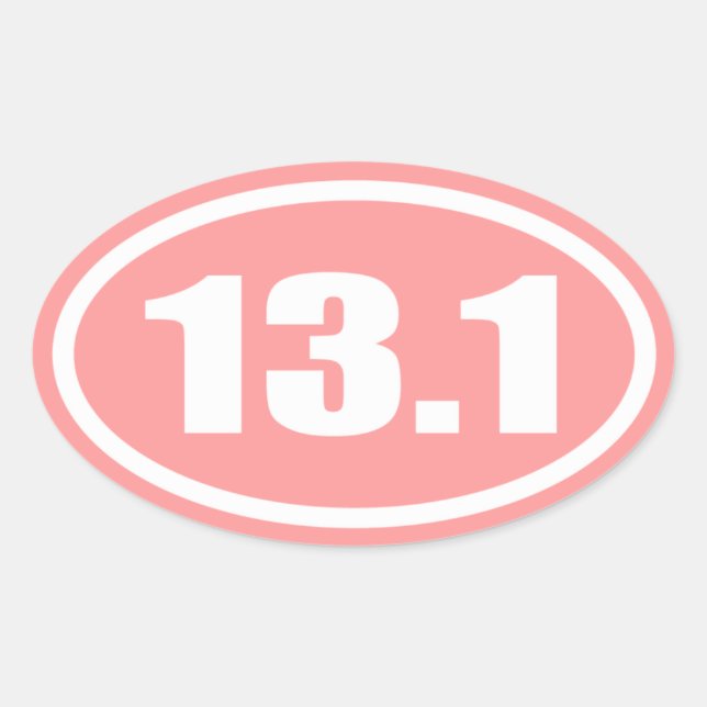 Pink 13.1 Half Marathon Oval Sticker (Front)