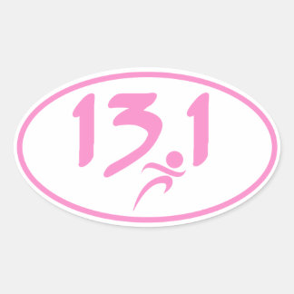 Pink 13.1 half-marathon oval sticker