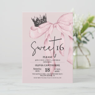  Pink 16th Birthday ⎮Modern Bow Sweet 16 Invitation