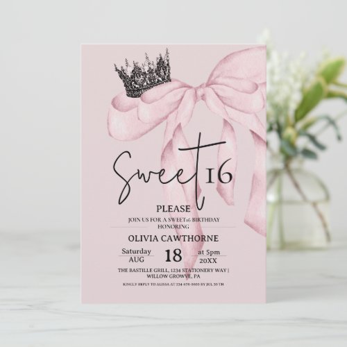  Pink 16th Birthday ⎮Modern Bow Sweet 16