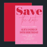 Pink 18th birthday invitations Save the date Chic<br><div class="desc">Pink 18th birthday invitations Save the date Chic red glitter glam sparkle</div>