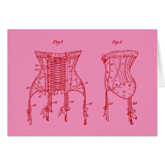 Pink 1908 Corset Illustration Cards (Front Horizontal)