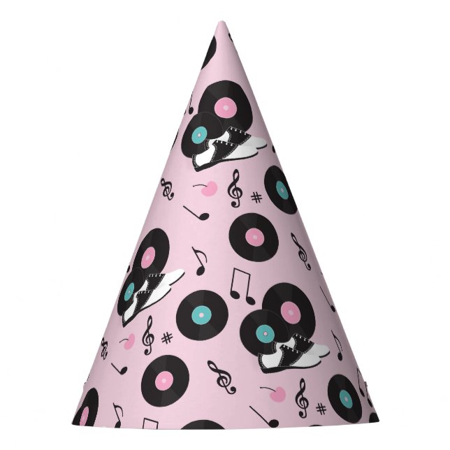 Pink 1950s Retro Diner Birthday Party Hat – Sock H (Front)