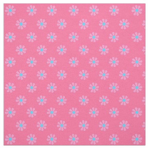 Pink 1960s Retro Flower Power Cotton Quilt Quarte Fabric