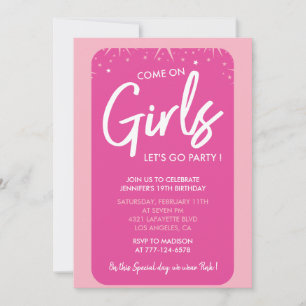 Pink 19th birthday invitations Girl Trendy Girly