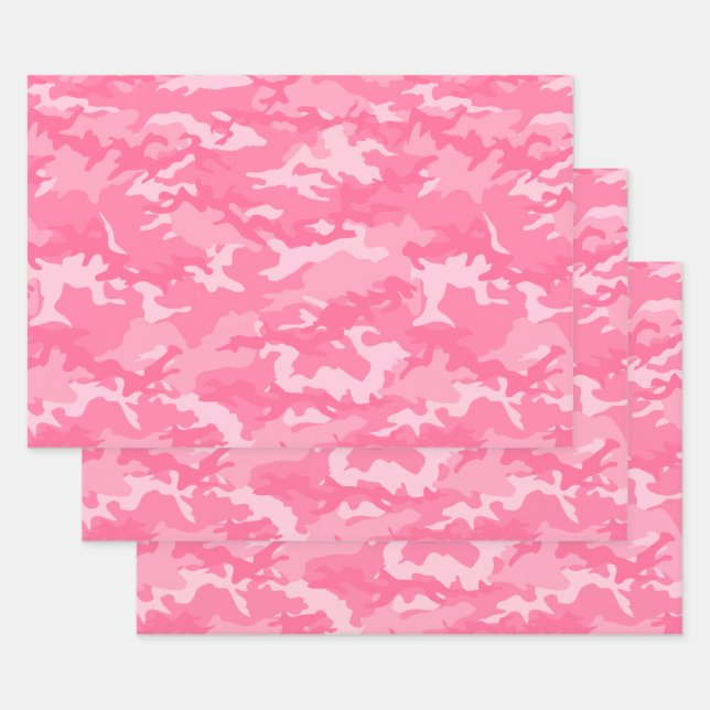 Pink 1 Camo Camouflage Wrapping Paper Sheets (Set)