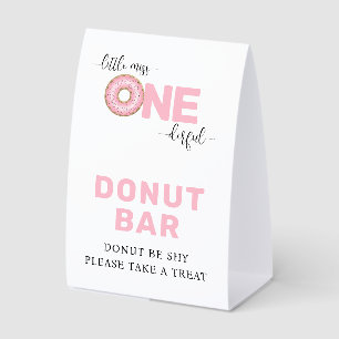 Pink 1st Birthday Donut  Bar paper Tent Paper Table Tent