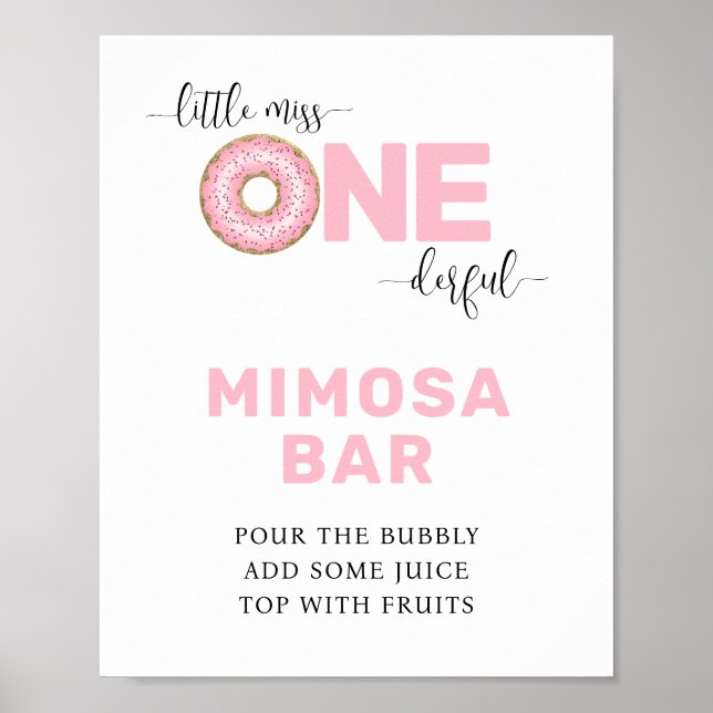 Pink 1st Birthday Mom-osa Bar  Poster (Front)