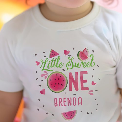 Pink 1st birthday one in a Melon Summer Girl Baby T_Shirt