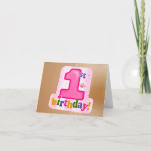 Pink 1st Birthday Tag on Door Card