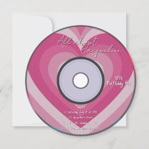 Pink 2000s Aura Hearts Music CD Birthday Invitation