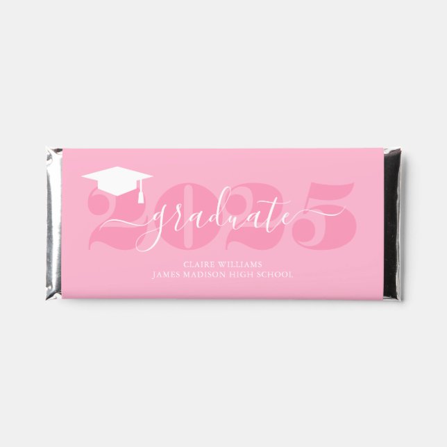 Pink "2025 Graduate" Custom Graduation Photo Hershey Bar Favors (Front)