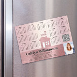 Pink 2026 Calendar Realtor Photo QR Code Magnet<br><div class="desc">Present your best self to your clients and make sure they remember you year-round with this chic, elegant, 2026 calendar magnet card. A simple, modern 12 month calendar, a brushed faux pink rose gold modern house icon, your custom qr code, personal photo and bold dark gray typography on a brushed...</div>
