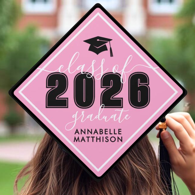 Pink 2026 graduation cap topper (Class Of 2025 Pink Graduation Cap Topper )