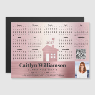 Pink 2027 Calendar Realtor Photo QR Code Magnet