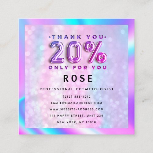 Pink 20 Off Discount Logo Holograph Appointment