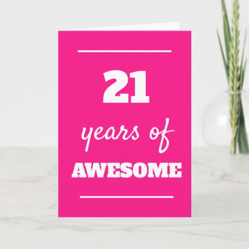 Pink 21st Birthday Card