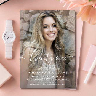 Pink 21st Birthday Invitations Photo