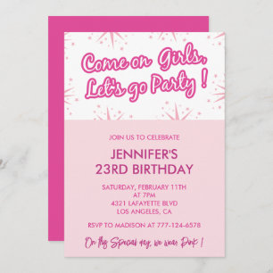 Pink 23rd birthday invitations trendy fun Girl