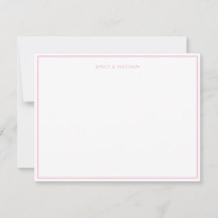 Pink 2 Border Couple Wedding Engagement Custom Note Card