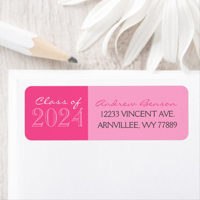 Pink 2 Toned Graduation Return Address Labels (Insitu)
