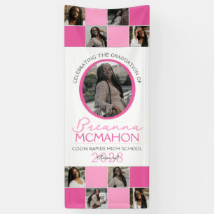 Pink 2 Toned Photo Collage Graduation Vinyl Banner