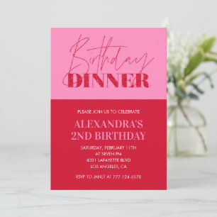 Pink 2nd birthday invitations Birthday Dinner