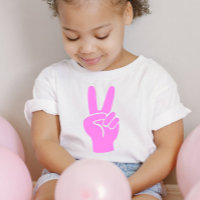 Pink 2nd Birthday Peace Out Sign Two Fingers