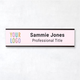 Pink 2x8 Nameplate with Company Logo Self Adhesive