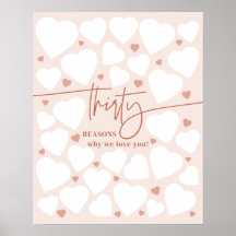 Pink 30 Reasons We Love You Hearts Birthday