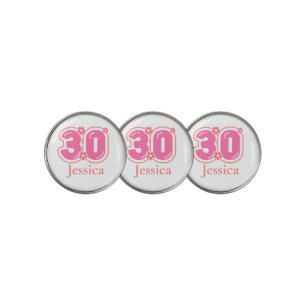 Pink 30th Birthday Golfer Gift – 30 Years Elegant Golf Ball Marker