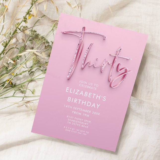 Pink 30th Birthday Party Glitz Invitation (Creator Uploaded)