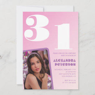 Pink 31st birthday invitations Retro Photo