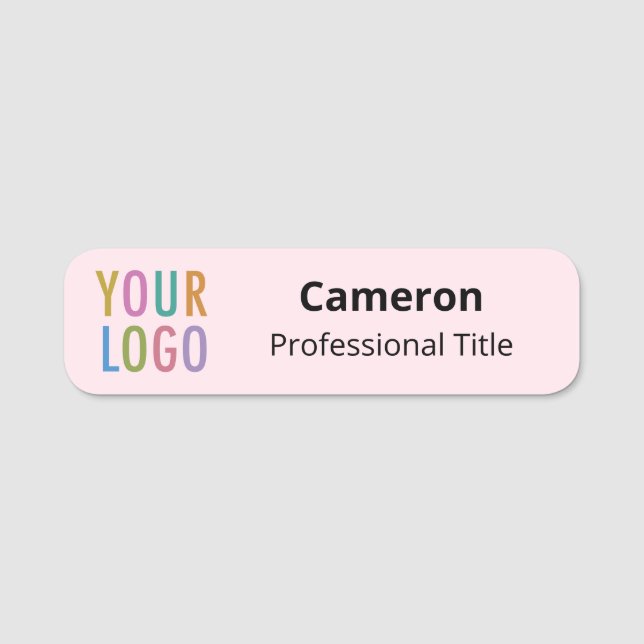 Pink 3.5 inch Name Tag Custom Logo Rounded Corners (Front)